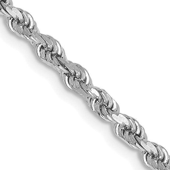 14k White Gold 2.75mm Diamond-cut Rope Chain - Seattle Gold Grillz