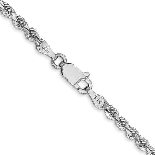 14k White Gold 2.75mm Diamond-cut Rope Chain - Seattle Gold Grillz