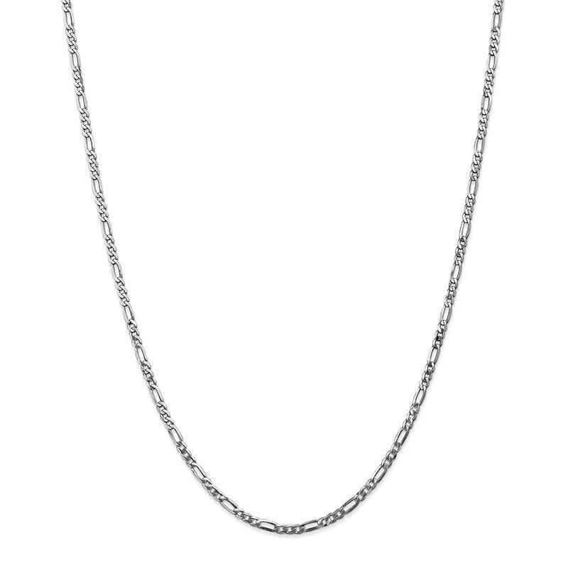 14k White Gold 2.75mm Flat Figaro Chain - Seattle Gold Grillz