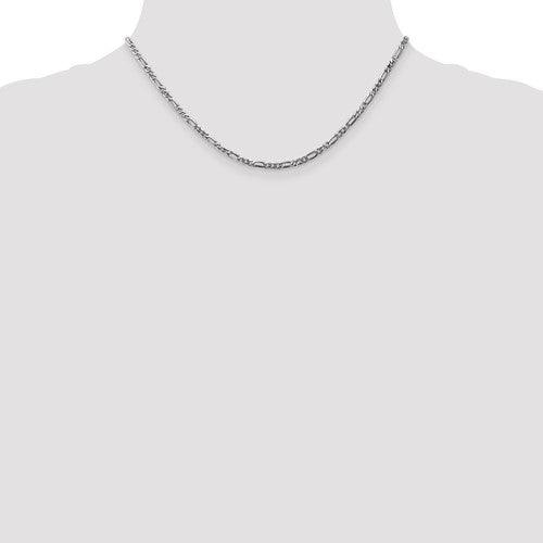 14k White Gold 2.75mm Flat Figaro Chain - Seattle Gold Grillz