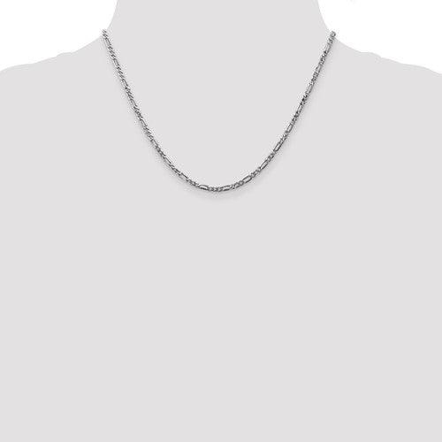 14k White Gold 2.75mm Flat Figaro Chain - Seattle Gold Grillz
