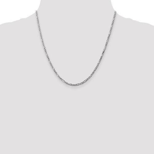 14k White Gold 2.75mm Flat Figaro Chain - Seattle Gold Grillz
