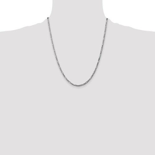 14k White Gold 2.75mm Flat Figaro Chain - Seattle Gold Grillz