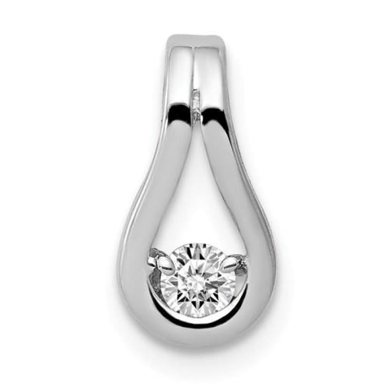 14k White Gold 2.8mm Diamond Teardrop Shape Slide Pendant - Seattle Gold Grillz