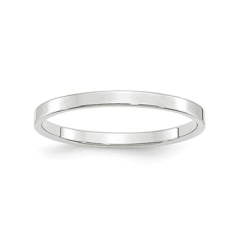 14K White Gold 2mm Lightweight Flat Band - Seattle Gold Grillz