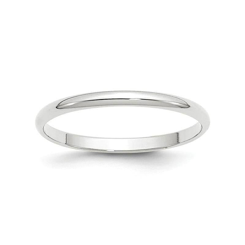 14K White Gold 2mm Lightweight Half Round Band - Seattle Gold Grillz