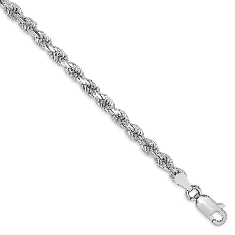 14k White Gold 3.5mm Diamond Cut Rope Bracelet - Seattle Gold Grillz