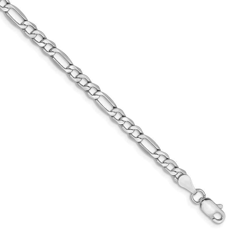 14k White Gold 3.5mm Semi-Solid Figaro Bracelet - Seattle Gold Grillz