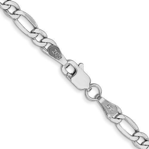 14k White Gold 3.5mm Semi-Solid Figaro Chain - Seattle Gold Grillz