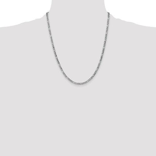 14k White Gold 3.5mm Semi-Solid Figaro Chain - Seattle Gold Grillz