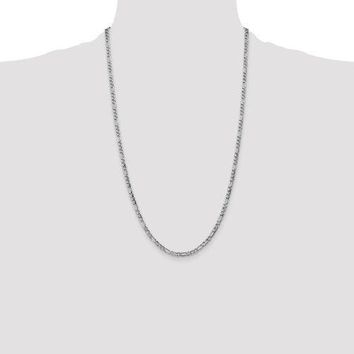 14k White Gold 3.5mm Semi-Solid Figaro Chain - Seattle Gold Grillz