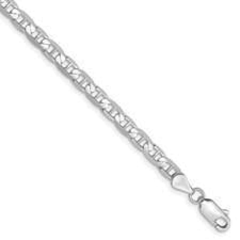 14k White Gold 3.75mm Concave Anchor Bracelet - Seattle Gold Grillz