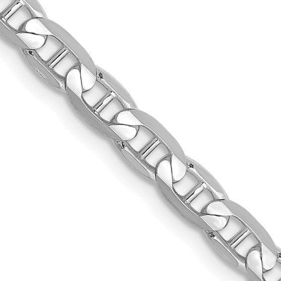 14k White Gold 3.75mm Concave Anchor Chain - Seattle Gold Grillz
