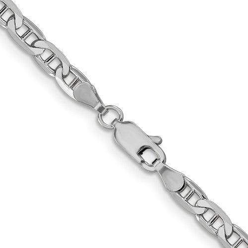 14k White Gold 3.75mm Concave Anchor Chain - Seattle Gold Grillz
