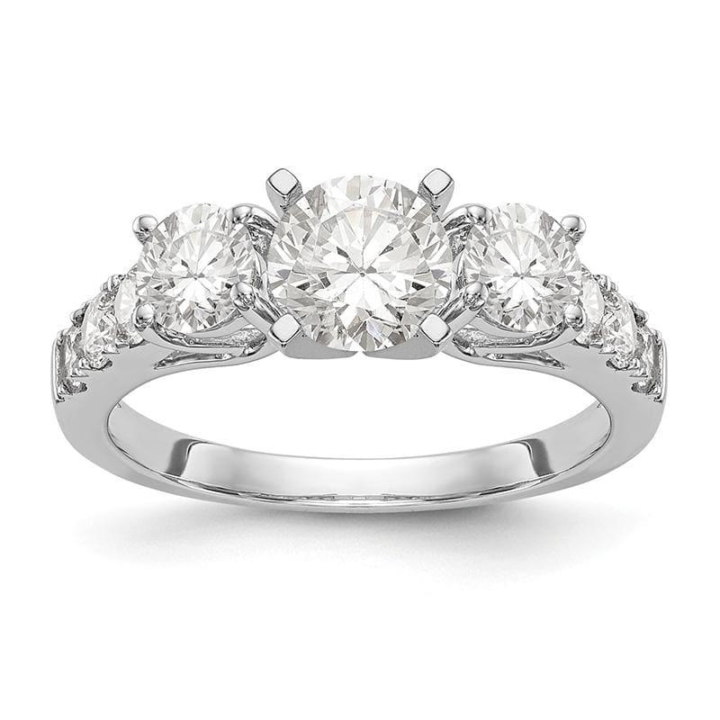 14K White Gold 3-Stone Diamond Peg Set Engagement Ring - Seattle Gold Grillz
