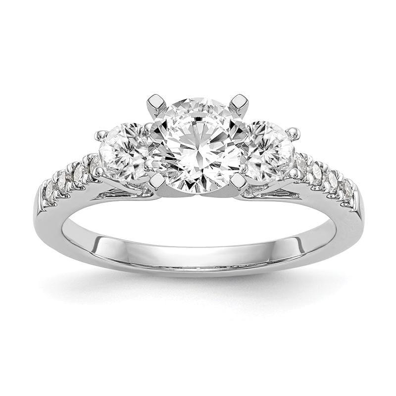 14K White Gold 3-Stone Diamond Peg Set Engagement Ring - Seattle Gold Grillz