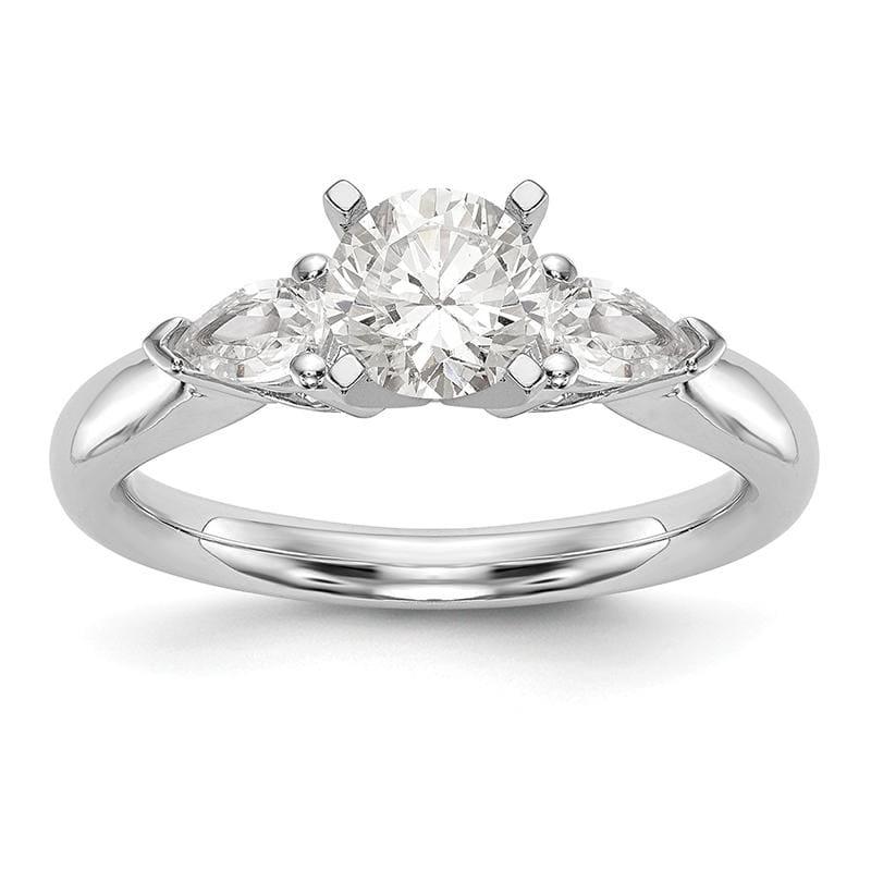 14K White Gold 3-Stone Diamond Peg Set Engagement Ring Mounting - Seattle Gold Grillz