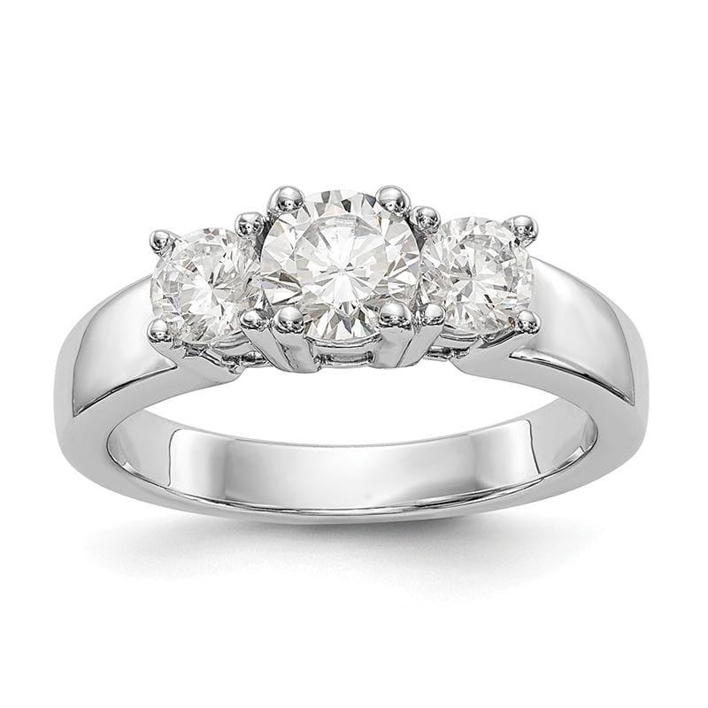 14K White Gold 3-Stone Diamond Semi-Mount Engagement Ring - Seattle Gold Grillz