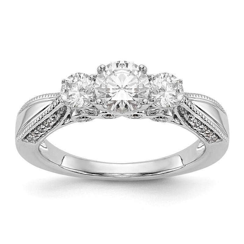 14K White Gold 3-Stone Diamond Semi-Mount Engagement Ring - Seattle Gold Grillz