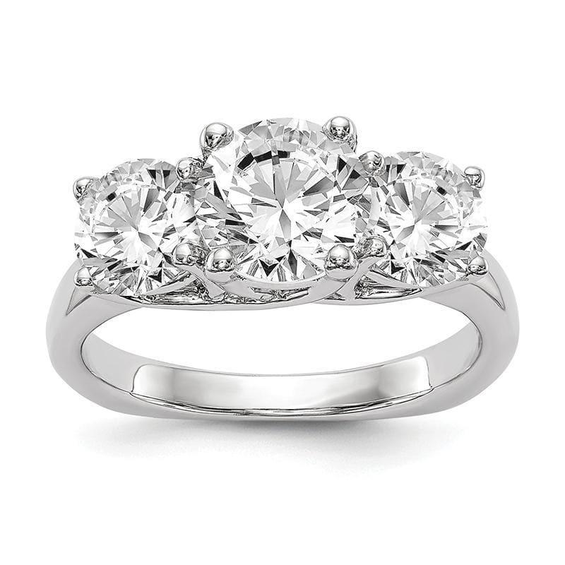 14K White Gold 3-Stone Diamond Semi-Mount Engagement Ring - Seattle Gold Grillz