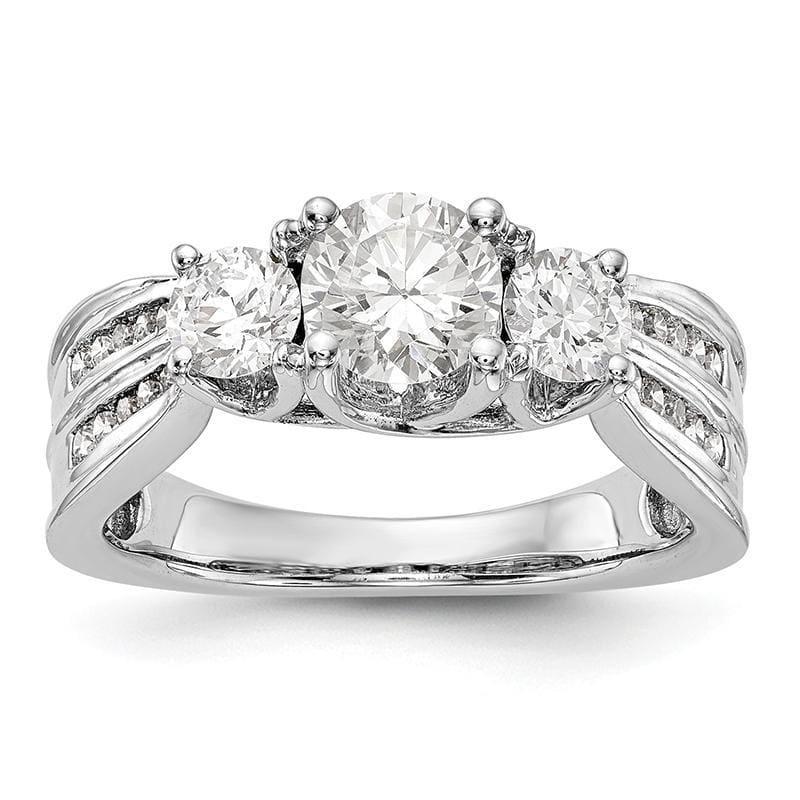 14K White Gold 3-Stone Diamond Semi-Mount Engagement Ring - Seattle Gold Grillz
