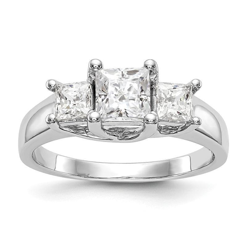 14K White Gold 3-Stone Diamond Semi-Mount Engagement Ring - Seattle Gold Grillz