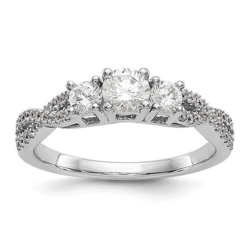 14K White Gold 3-Stone Diamond Semi-Mount Engagement Ring - Seattle Gold Grillz