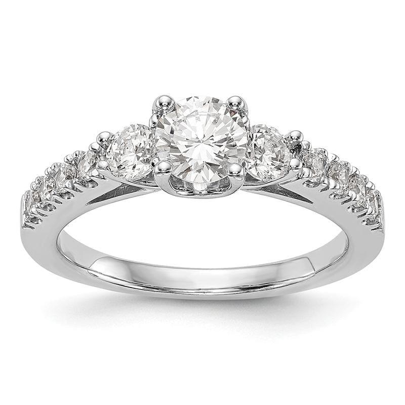 14K White Gold 3-Stone Diamond Semi-Mount Engagement Ring - Seattle Gold Grillz