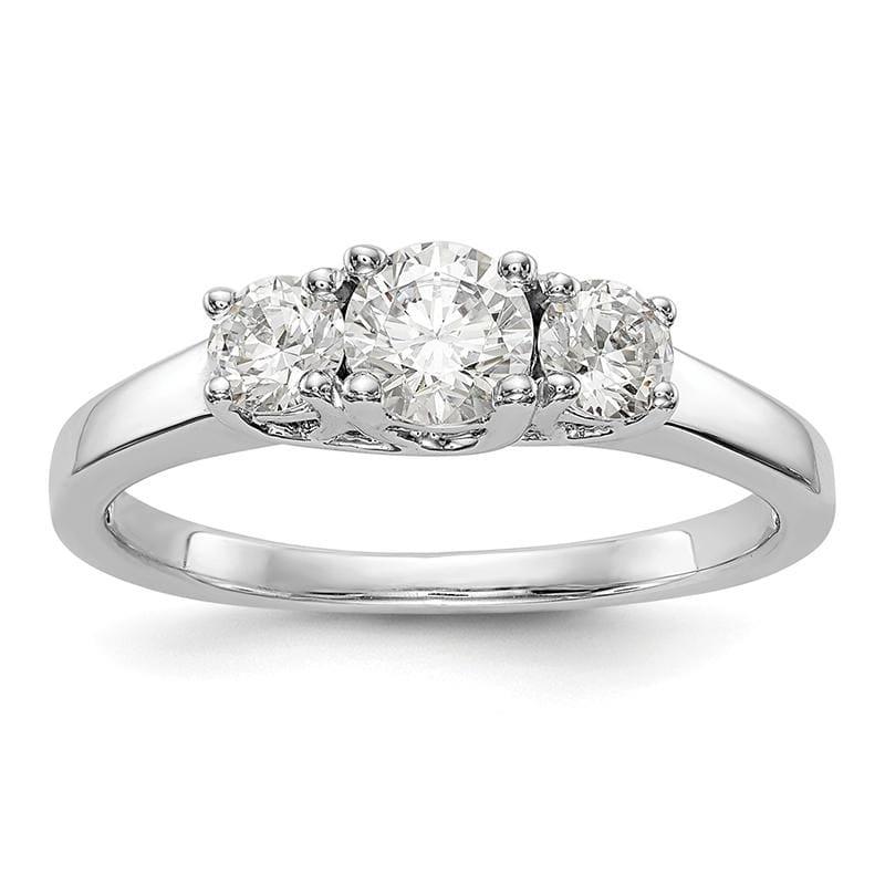 14K White Gold 3-Stone Diamond Semi-Mount Engagement Ring - Seattle Gold Grillz