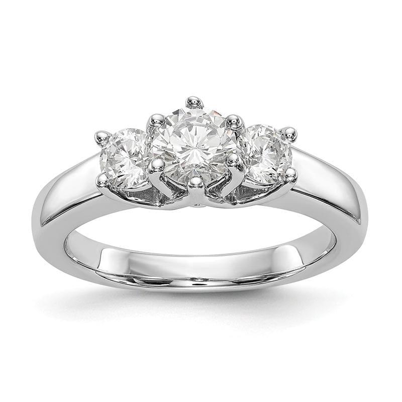 14K White Gold 3-Stone Diamond Semi-Mount Engagement Ring - Seattle Gold Grillz