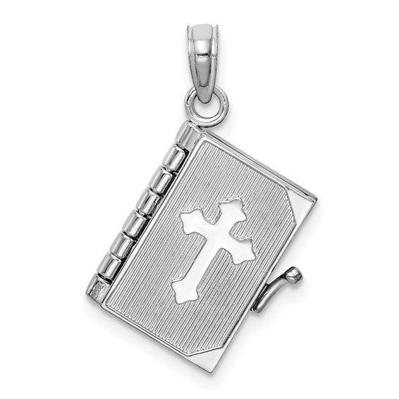 14K White Gold 3D Lords Prayer Bible Pendant - Seattle Gold Grillz