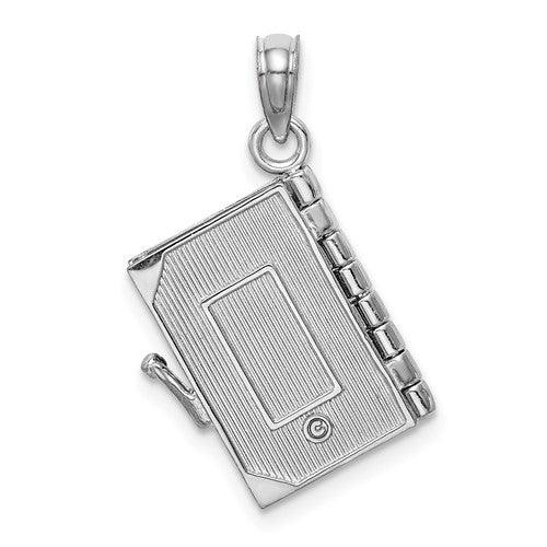 14K White Gold 3D Lords Prayer Bible Pendant - Seattle Gold Grillz