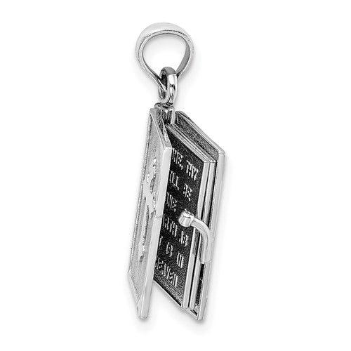 14K White Gold 3D Lords Prayer Bible Pendant - Seattle Gold Grillz