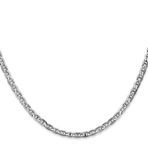 14k White Gold 3mm Anchor Link Chain - Seattle Gold Grillz