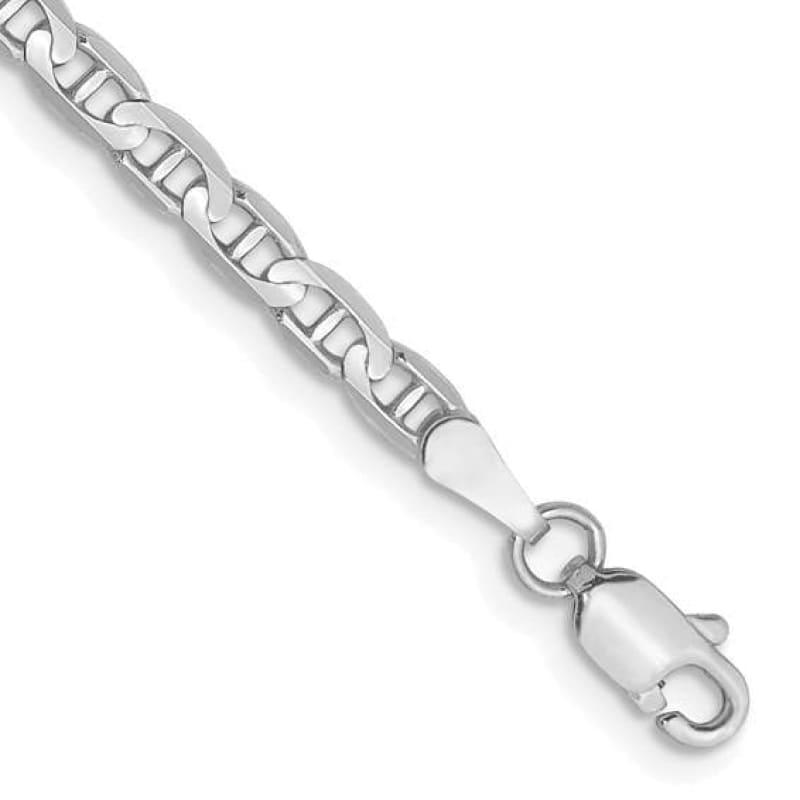 14k White Gold 3mm Concave Anchor Bracelet - Seattle Gold Grillz