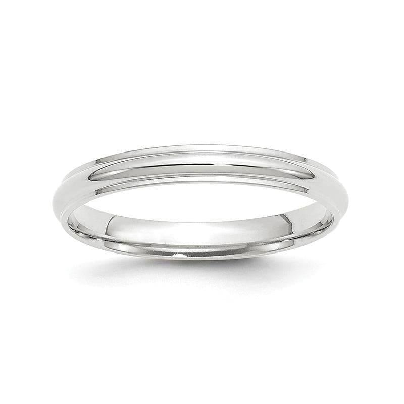 14K White Gold 3mm Half Round with Edge Band - Seattle Gold Grillz