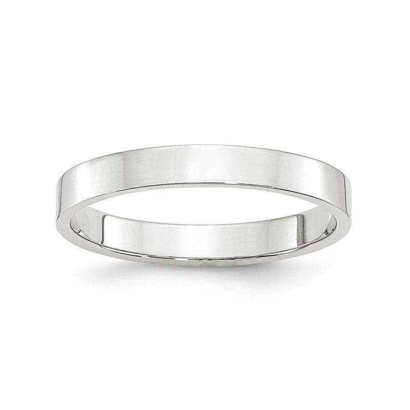 14K White Gold 3mm Lightweight Flat Band - Seattle Gold Grillz