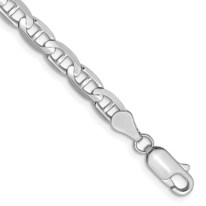 14k White Gold 4.5mm Concave Anchor Bracelet - Seattle Gold Grillz