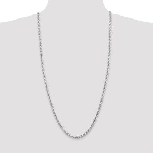 14k White Gold 4.5mm Diamond-cut Rope Chain - Seattle Gold Grillz