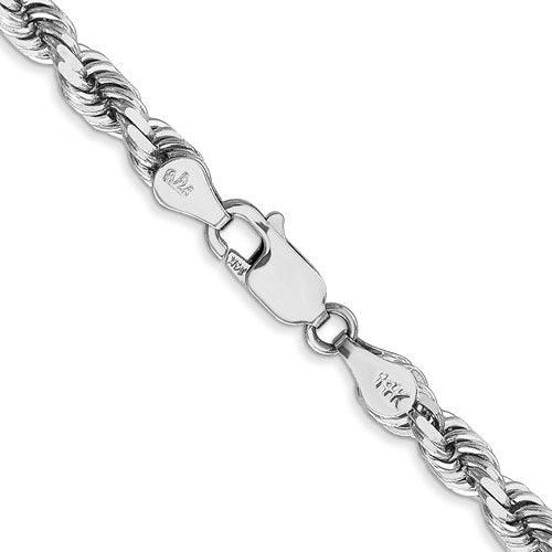 14k White Gold 4.5mm Diamond-cut Rope Chain - Seattle Gold Grillz