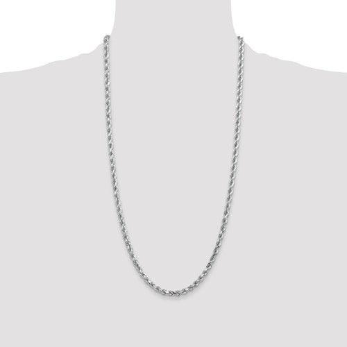14k White Gold 4.5mm Diamond-cut Rope Chain - Seattle Gold Grillz