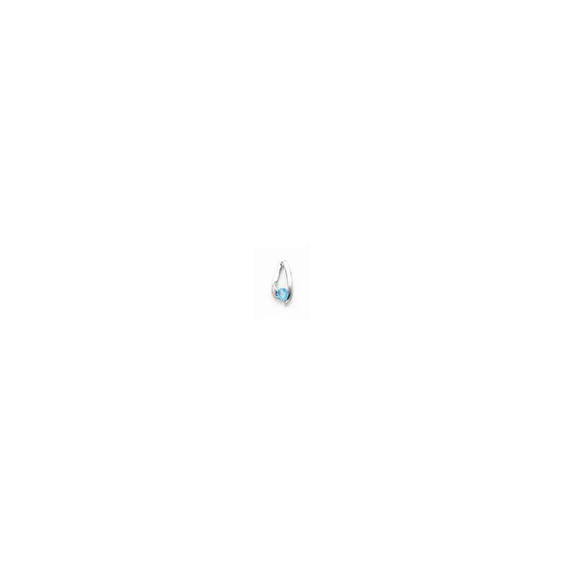 14k White Gold 4mm Blue Topaz pendant - Seattle Gold Grillz