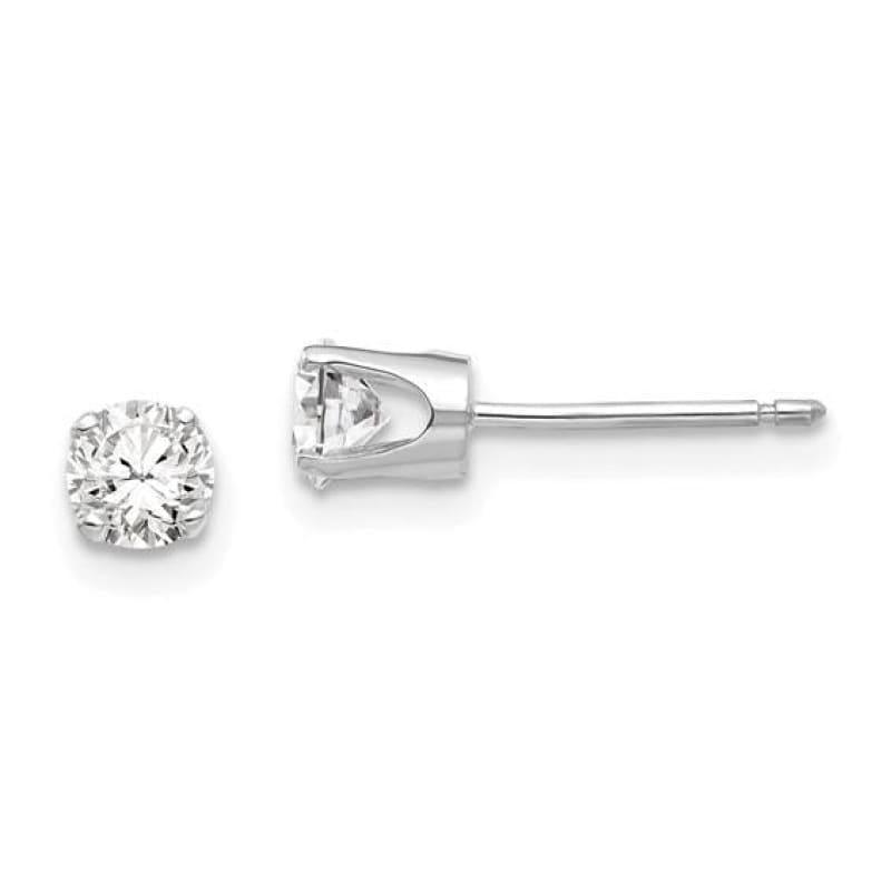 14k White Gold 4mm CZ stud earrings - Seattle Gold Grillz