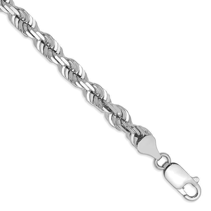 14k White Gold 5.5mm Diamond Cut Rope Bracelet - Seattle Gold Grillz