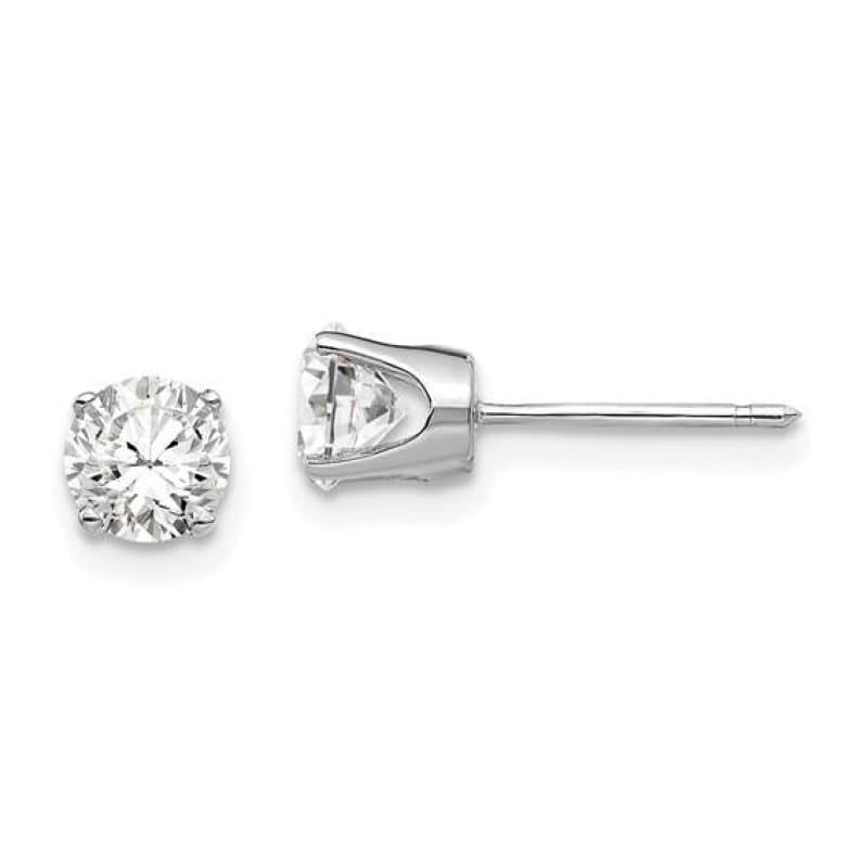 14k White Gold 5mm CZ stud earrings - Seattle Gold Grillz