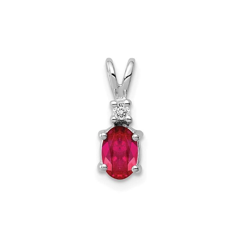 14k White Gold 6x4mm Oval Ruby A Diamond pendant - Seattle Gold Grillz