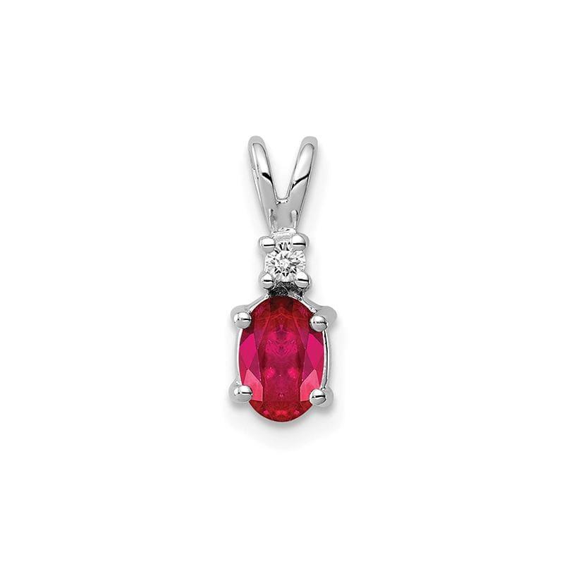 14k White Gold 6x4mm Oval Ruby AA Diamond pendant - Seattle Gold Grillz