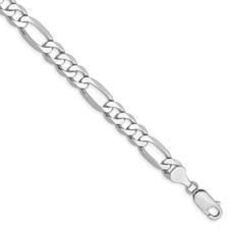14k White Gold 7.0mm Figaro Bracelet - Seattle Gold Grillz