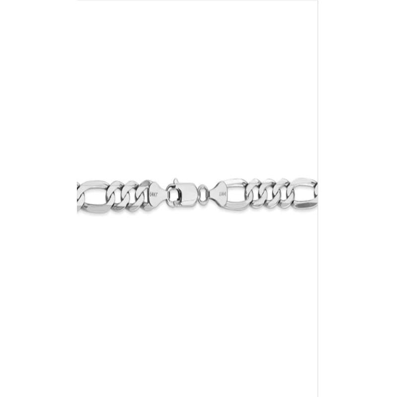 14k White Gold 7.0mm Figaro Bracelet - Seattle Gold Grillz