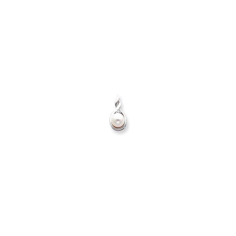 14k White Gold 7mm Fresh Water Cultured Pearl & SI Diamond Pendant - Seattle Gold Grillz